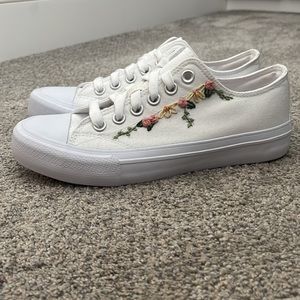 Custom Hand-Embroidered Floral Sneakers